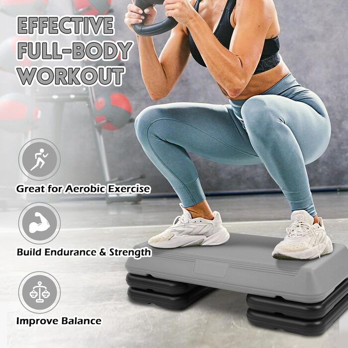 Фітнес-степпер Fitvids зі штабельованими підставками для домашнього тренажерного залу, кардіо та силових вправ