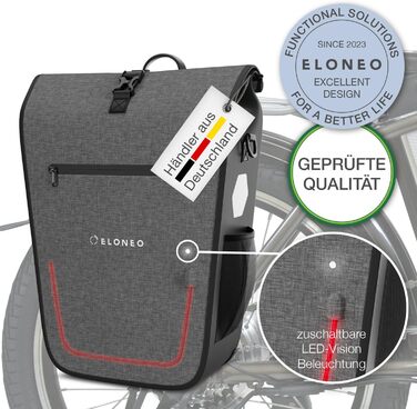 Багажна полиця ELONEO Pannier 25 л, LED, водонепроникна, сіра, для ноутбука