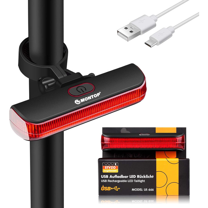 Світлодіодний набір велосипедних ліхтарів StVZO з USB акумулятором, переднє і заднє світло для дітей і дорослих