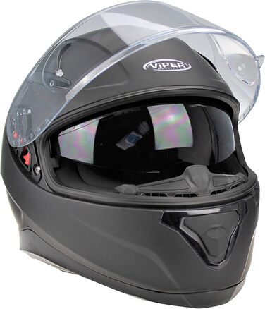 Мотоциклетний шолом ViPER RSV95 повнолицевий, сертифікований ECE ACU, з сонцезахисним візором, для чоловіків і жінок, матовий чорний, розмір L