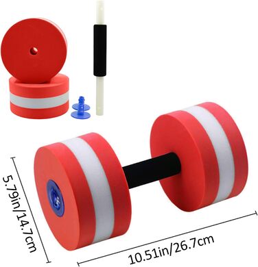 Гантелі для водних вправ, знімні, з ручками (рожево-червоні)