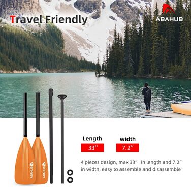 Весло Carbon SUP/Kayak, регульоване, легке, помаранчеве, 4 шт.