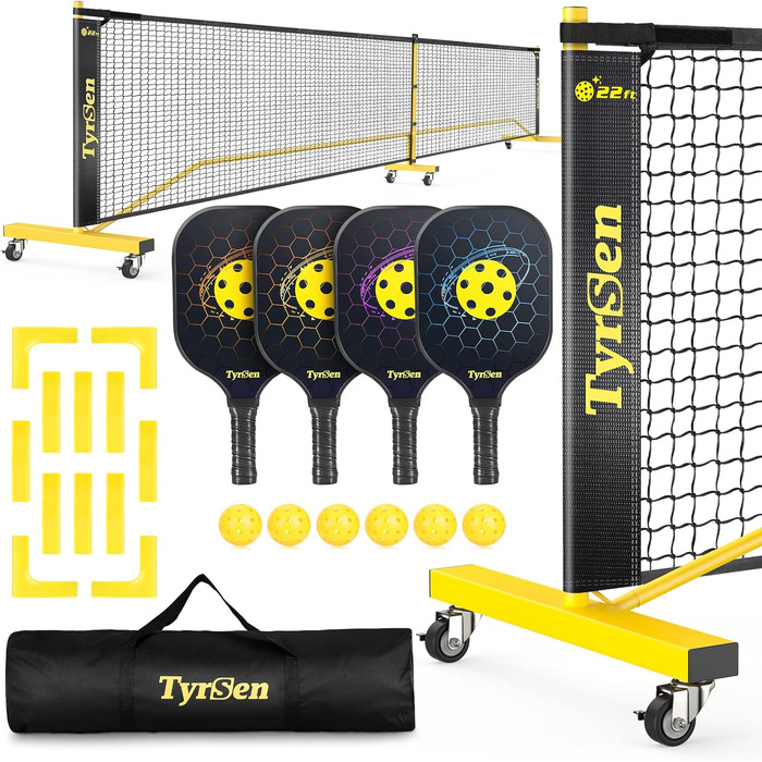 Набір сіток TYRSEN Pickleball 6,6 м, 4 весла, 6 м'ячів, сумка