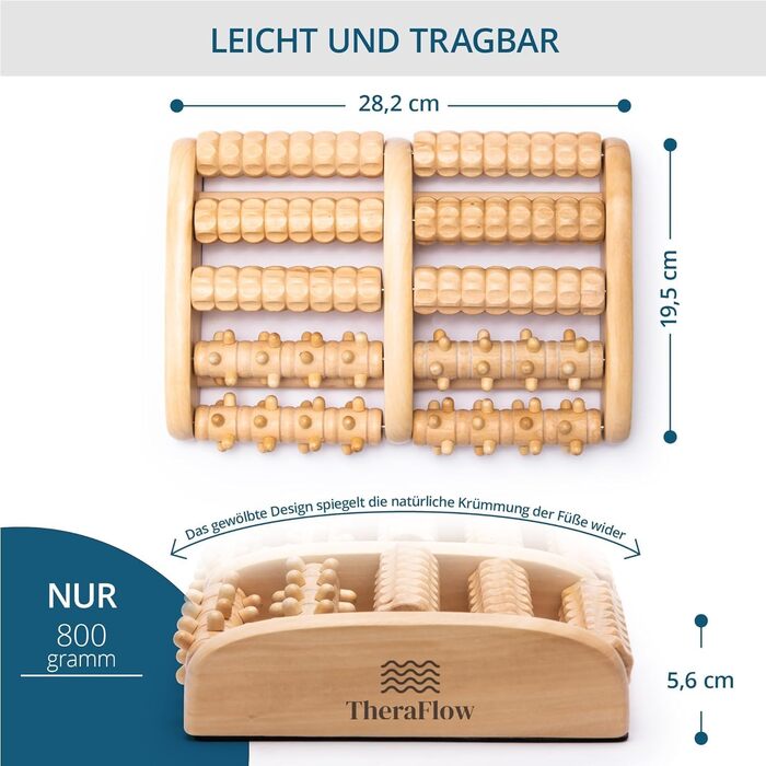 Масажний ролик TheraFlow Wood з карткою - дуже великий