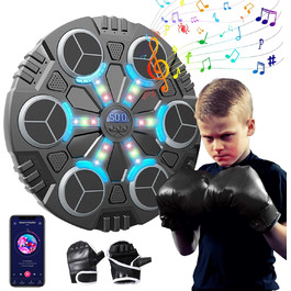 Музична боксерська машина Eznaobo з Bluetooth, LED-підсвіткою, 3 швидкостями, настінна, з рукавичками, для дітей і дорослих