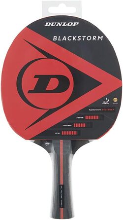 Ракетка Dunlop Blackstorm для настільного тенісу, чорна, ITTF, для початківців