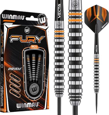 Дартси WINMAU Fury 22-28 г вольфрамові з призмовими крилами та Vecta стрижнями