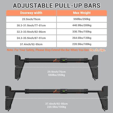 Дверна рама Sportneer Pull-Up Bar, Функція блокування передач Дверна коробка без гвинтів, Турніка для дверної коробки з нековзним комфортом для тренування верхньої частини тіла