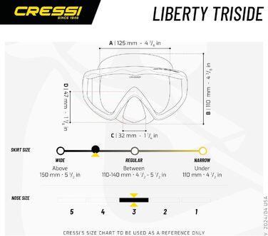 Маска Cressi Liberty - 2/3 лінзи, прозора/жовта