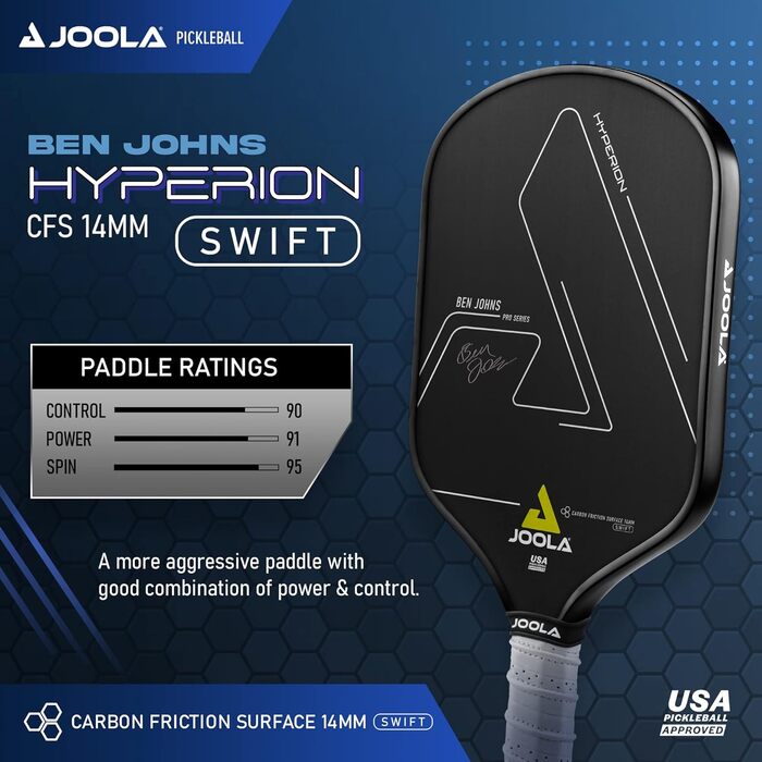 Весло JOOLA Ben Johns Hyperion CFS 14мм Swift Pickleball USAPA