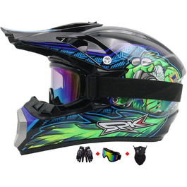 Дитячий мотокросовий шолом Fullface з рукавичками, маскою та окулярами для MTB, Downhill, ендуро, ATV, мотоцикла