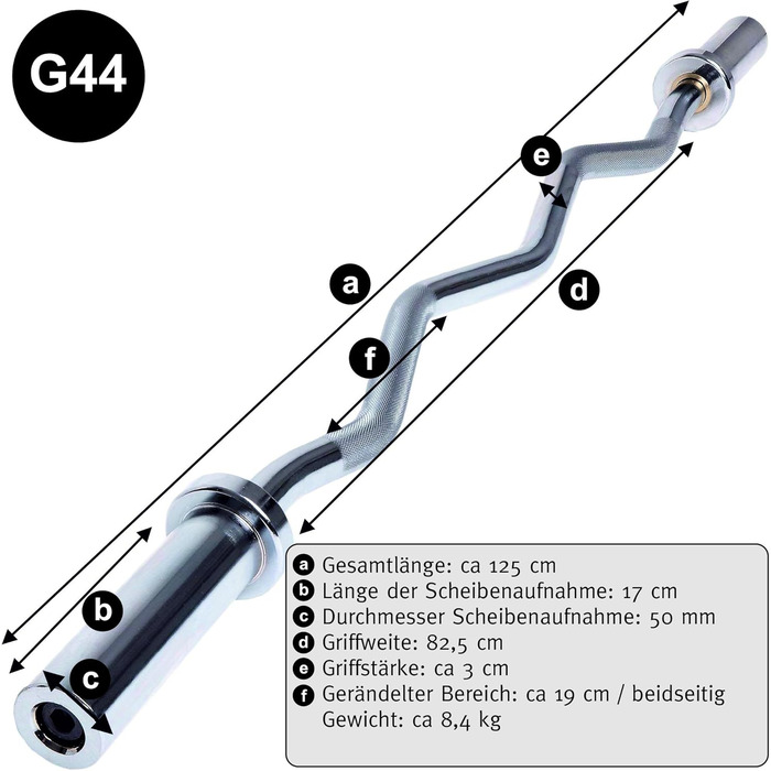 Штанга 50мм Ø Curl Bar G44 Closure G36 чорний