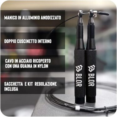 Скакалка Blor Jump Rope Pro алюмінієва, сталева, нейлонова, з ергономічними неслизькими ручками, для схуднення, боксу, кросстренінгу, з чохлом