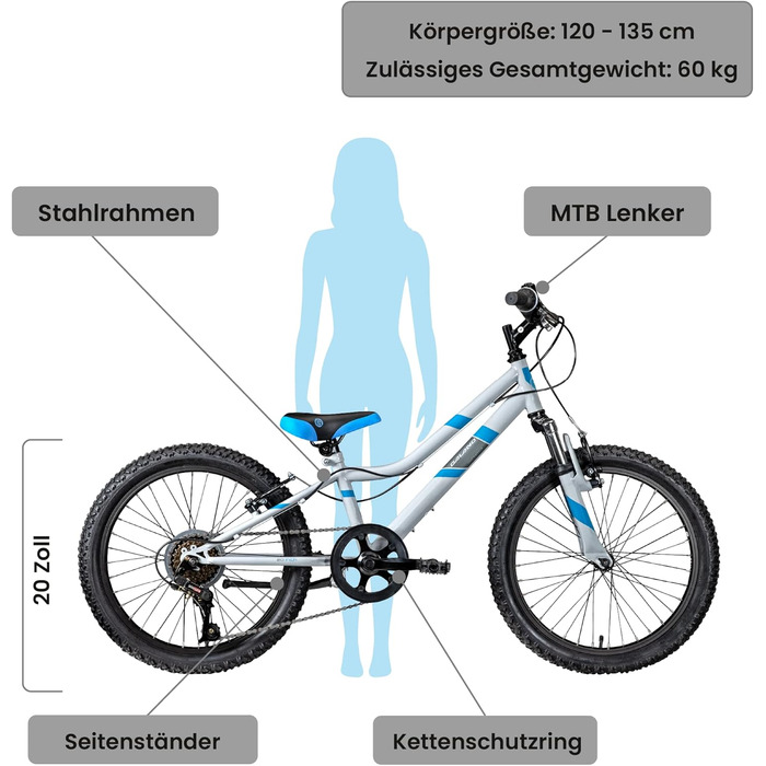 Велосипед Galano 20 7-швидкісний MTB GA20 (сірий/синій, 26 см)