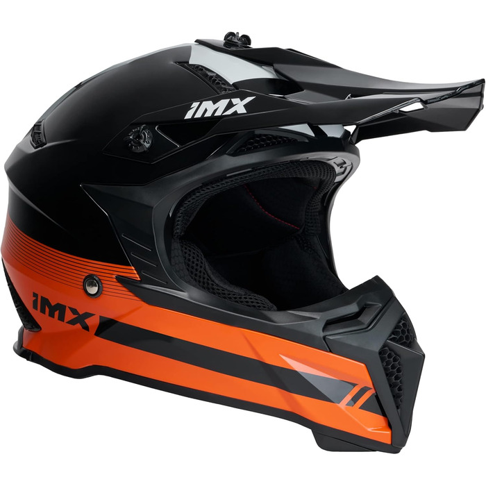 Мотошолом FMX-02 для бездоріжжя, XL, чорний/помаранчевий/білий, знімний підшоломник, екстрене зняття, регульований, знімна внутрішня підкладка