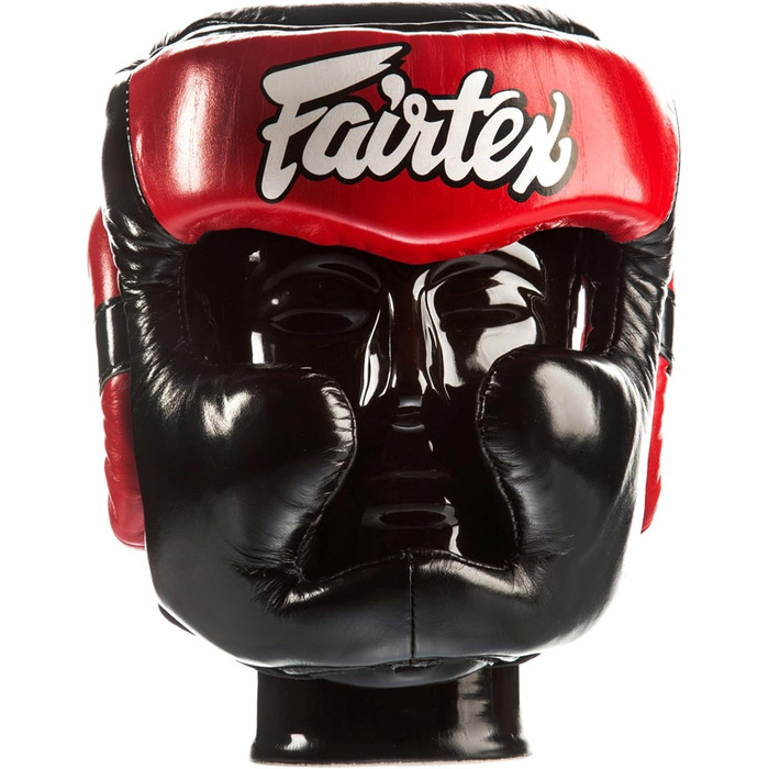 Захист голови Fairtex HG13 з діагональним оглядом, для шнурівки, захист голови для тайського боксу, K-1 MMA (чорний / червоний, M)