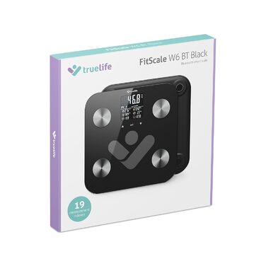 Шкала TrueLife FitScale W6 BT, біоаналіз, додаток, 8 користувачів, чорний