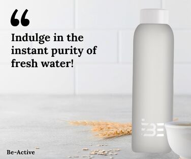 Be-Active Пляшка для води 1 л з боросилікатного матового скла, BPA-free, з мотиваційною розміткою часу
