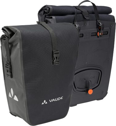 Велосипедна сумка VAUDE Aqua Back Supreme 2x24 л, водонепроникна задня сумка на багажник, міцна та екологічна, чорна, Німеччина