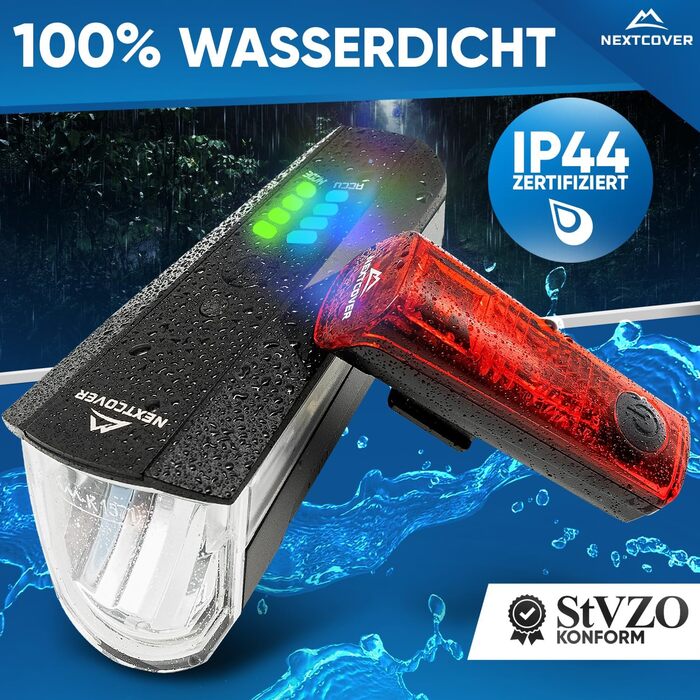 Комплект велосипедних ліхтарів із сенсором LightSense, 11 годин роботи, USB-зарядка, водонепроникний, StVZO, LED фара і задній ліхтар для велосипеда