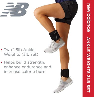 Обважнювачі для щиколоток New Balance для жінок і чоловіків, регульовані, для фітнесу, йоги, пілатесу, бігу, аеробіки, 2,3 кг і 3,6 кг