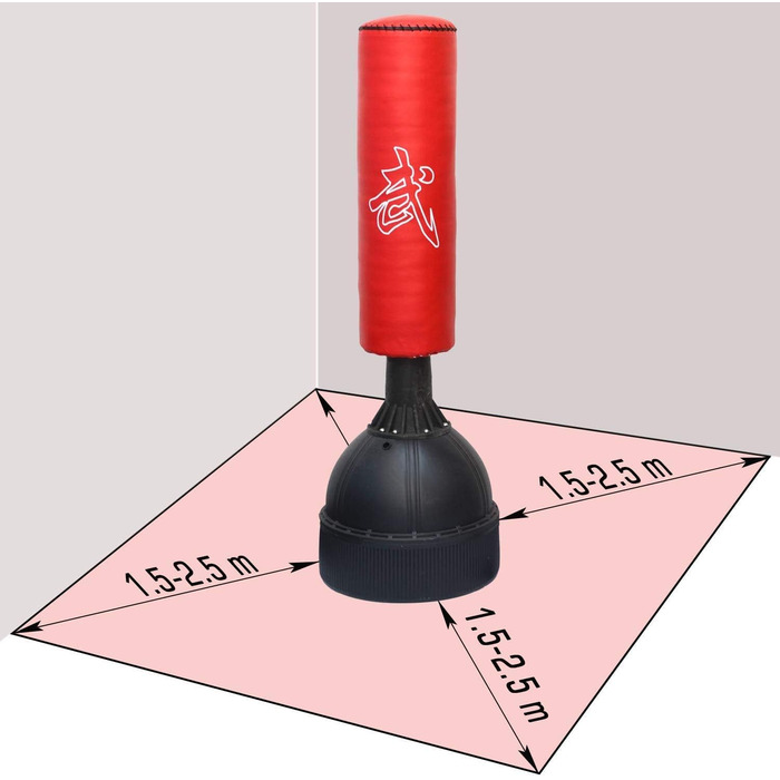 Окремо стояча боксерська груша для дому - Боксерська груша з підставкою - Набір боксерської груші Підставка для тренувань з піском Боксерська груша Кікбоксинг Боксерська груша Чоловіча боксерська груша стояча доросла Червоний чорний, 160
