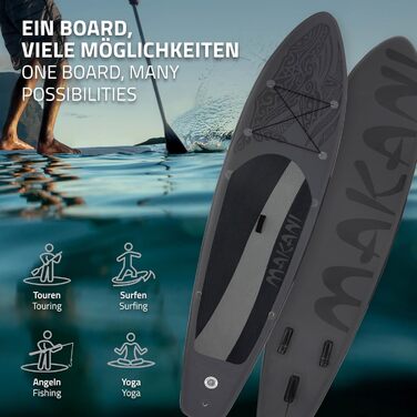 Надувна SUP-дошка ECD Germany Makani 320 см, до 150 кг, з регульованим алюмінієвим веслом і повним комплектом аксесуарів, різні кольори