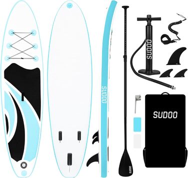 Надувна SUP-дошка SUDOO 10'/10.5'/11' x30/33'' x6'' ультралегка для дорослих і підлітків з рюкзаком, насосом, веслом, страховкою та трьома плавниками