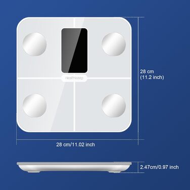Шкала жиру в організмі Ваги для ванної кімнати, ваги для людей з жировими відкладеннями та м'язовою масою 15 даних про тіло з аналізом жиру в організмі, переможець цифрового тесту ваг у ванній кімнаті, розумні ваги з додатком, великий дисплей 280 білий