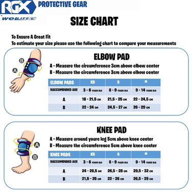 Комплект захисту WeLLIFE для дітей RGX Наколінники, налокітники, зап'ястя та руки для ТБ, скейтборду, велосипеда, скейтборду, самоката та інших видів спорту в безпеці (синій, S)