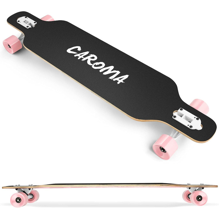 Скейтборд CAROMA Longboard 41 дюймова повна дошка з підшипниками ABEC-11, скейтборди для фрірайду Cruiser, лонгборди з клена Хлопчики Дівчатка Щітка Дошка для вуличних танців для початківців дорослих Teen Pink