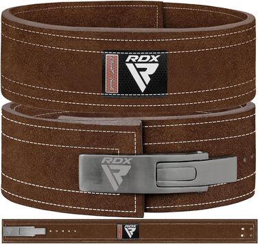 Шкіряний пауерліфтинг пояс RDX 4” з важільною пряжкою, 10 мм, для тренувань і змагань IPL/USPA, фітнесу, бодібілдингу, регульований, для чоловіків