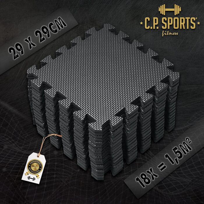 Пазлова підлогова захисна мат C.P.Sports 18 шт. EVA для спорту, фітнесу, йоги, тренажерної зали, 1,5 м²