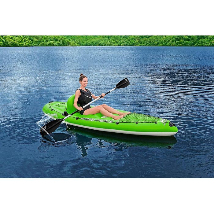 Надувний каяк Bestway Hydro-Force Koracle для риболовлі, комплект: ручний насос, весло, сумка, 1-місний човен, різні стилі