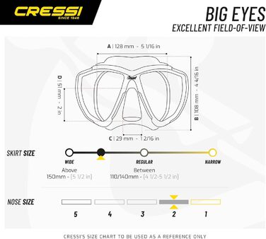 Маска Cressi Big Eyes - загартовані лінзи, унісекс, прозора/чорна