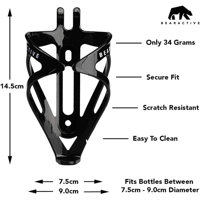 Клітка для пляшки Bearactive з пляшкою 750 мл, ковпачок з клапаном, чорна