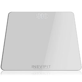 Цифрова вага INEVIFIT, високоточна, для кількох користувачів, срібляста, велика платформа 28х28 см