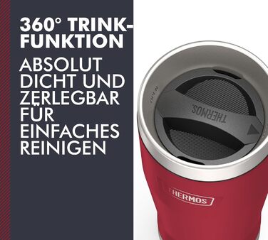 Термокружка Thermos ICON 470 мл, червона, нержавіюча сталь, ізольована, для кави, тримає тепло 7 годин, холод 22 години, герметична, BPA-free, можна мити в посудомийці