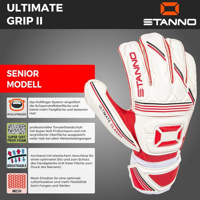 Воротарські рукавички Stanno Ultimate Grip II — надійне зчеплення, для амбітних голкіперів