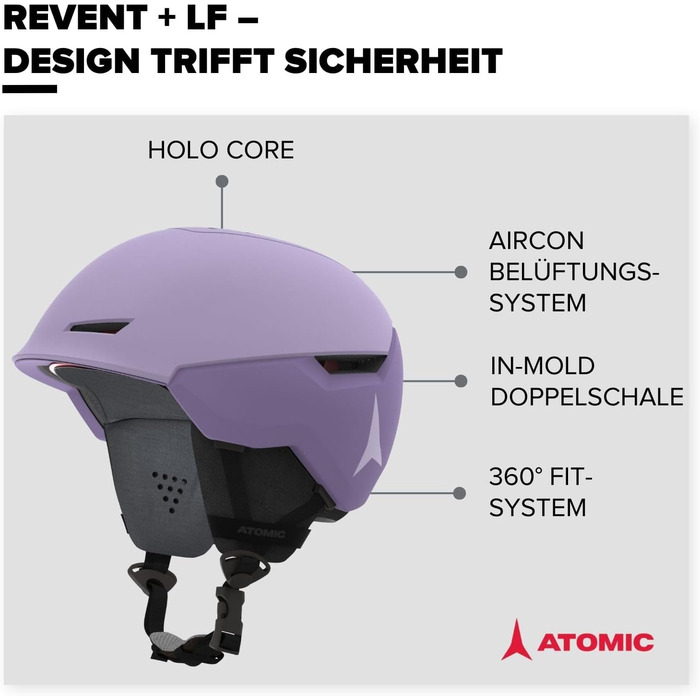 Гірськолижний шолом ATOMIC Revent LF - унісекс для дорослих - Індивідуальний крій для точної посадки - Чудовий захист від ударів - Інноваційна система вентиляції (55-59, Лаванда)