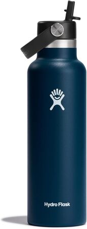 Термобутилка HYDRO FLASK 621 мл з трубочкою, вакуумна, нержавіюча сталь, герметична, зберігає тепло і холод, індиго