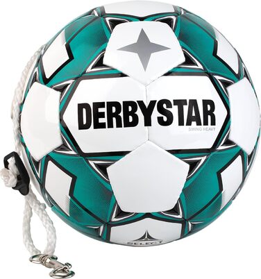 Derbystar Pendelball Swing Heavy – тренувальний футбольний м'яч, розмір 5, білий, ручна прошивка, PU, 435 г, 15,9 см, 1 шт, набір 2 шт