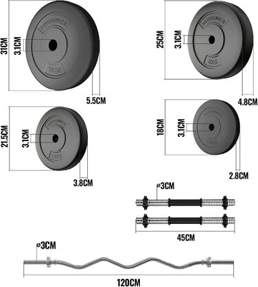 Набір гантелей 36/56/76 кг SZ Curl Bar, 2 гантелі, до 500 кг