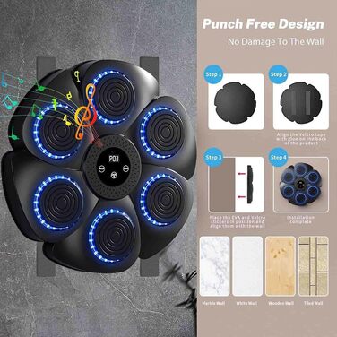 Електронна музична боксерська машина з Bluetooth, тренажер для ударів по стіні, для тренувань боксу