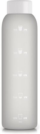 Be-Active Пляшка для води 1 л з боросилікатного матового скла, BPA-free, з мотиваційною розміткою часу