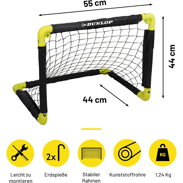 Футбольні ворота Dunlop - Футбольні ворота - Складні футбольні ворота - Футбольні ворота для дітей у саду - Футбольні тренувальні аксесуари для приміщень та вулиці - чорний/жовтий (ука, 50x44x44 см)