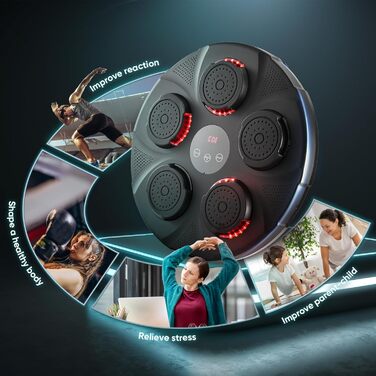 Інтелектуальна музична боксерська стінка nmoiww з Bluetooth, електронна боксерська машина для дітей та дорослих, 2 пари рукавичок, для дому