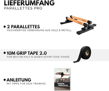 Паралети з дерев'яними ручками та Grip Tape для віджимань, стійки на руках, калістеніки та фітнесу вдома і на вулиці