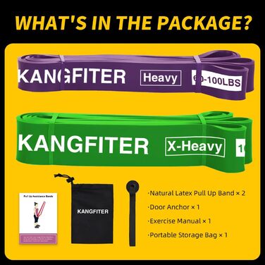 Еластичні фітнес-стрічки KANGFITER для тренувань, підтягувань, чоловіків і жінок, набір важких латексних резинок із дверним якорем для розтяжки та фізіотерапії