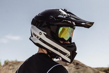 Мотошолом FMX-02 для бездоріжжя, 2 розміри, чорний/білий, знімні щоки, регульований козирок, знімний внутрішній підклад, S
